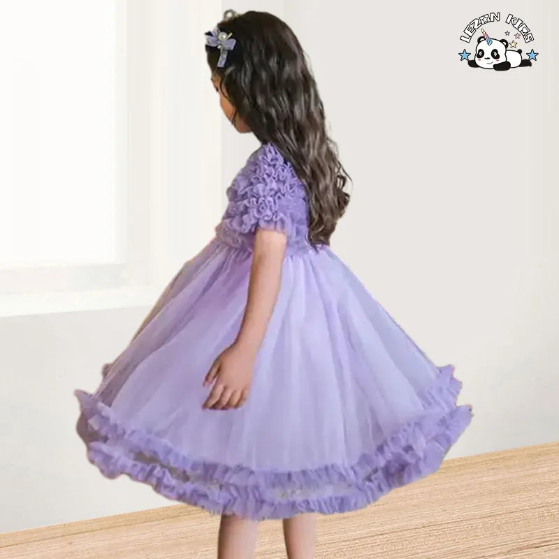 LEZONKIDS - Wholesale Customization Elegant Puffy Shining Sequins Tulle Girls Birthday Party Dresses